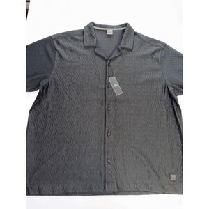 Saints Studio Men 3XL Black Textured Diamond Button Shirt Geometric Heavy NWT